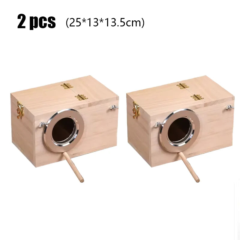 Wood Bird Nesting Box for Parakeets, Budgies & Lovebirds
