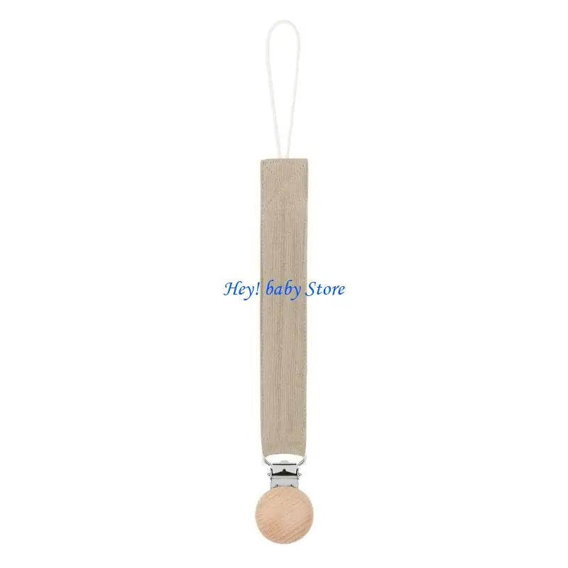 Baby Pacifier Clip Chain Holder | Cotton, Metal & Beech Wood