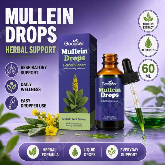 Googeer Mullein Leaf Extract Drops with Chlorophyll – 60ml Herbal Liquid Supplement Peaceful Pleasures Health and Wellness