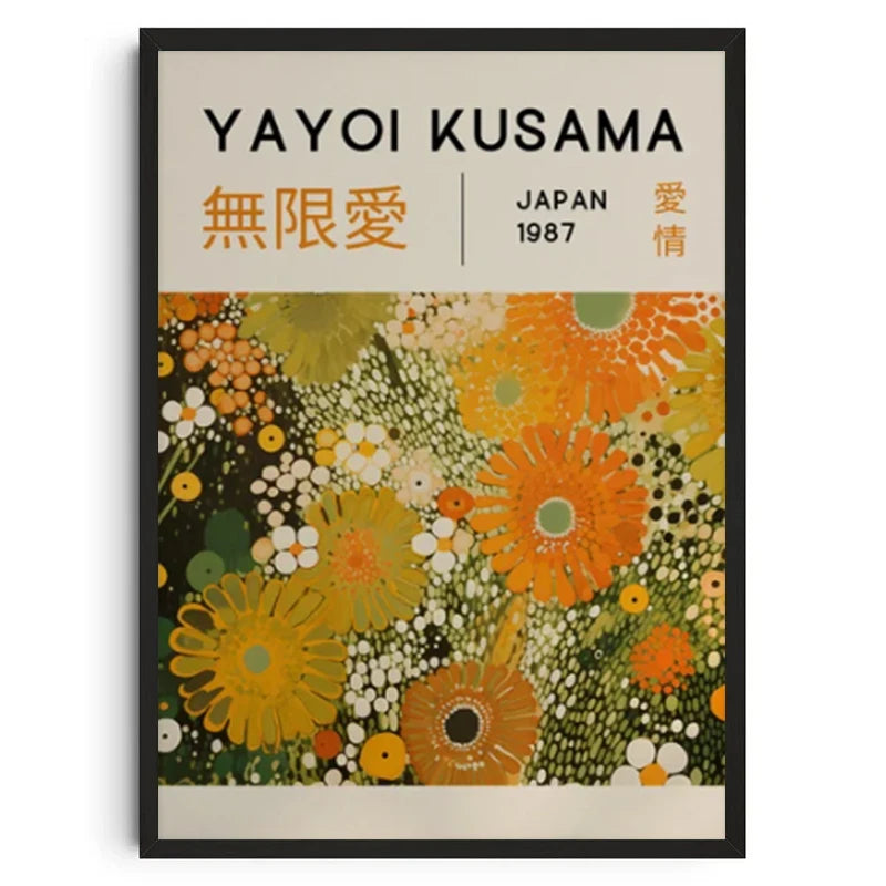 Abstract Yayoi Kusama Style Canvas Poster, Japanese Modern Art Mural Frameless Wall Art for Home Living Room Gallery Decor Peaceful Pleasures Health and Wellness DD027-32 20x30cm Unframed