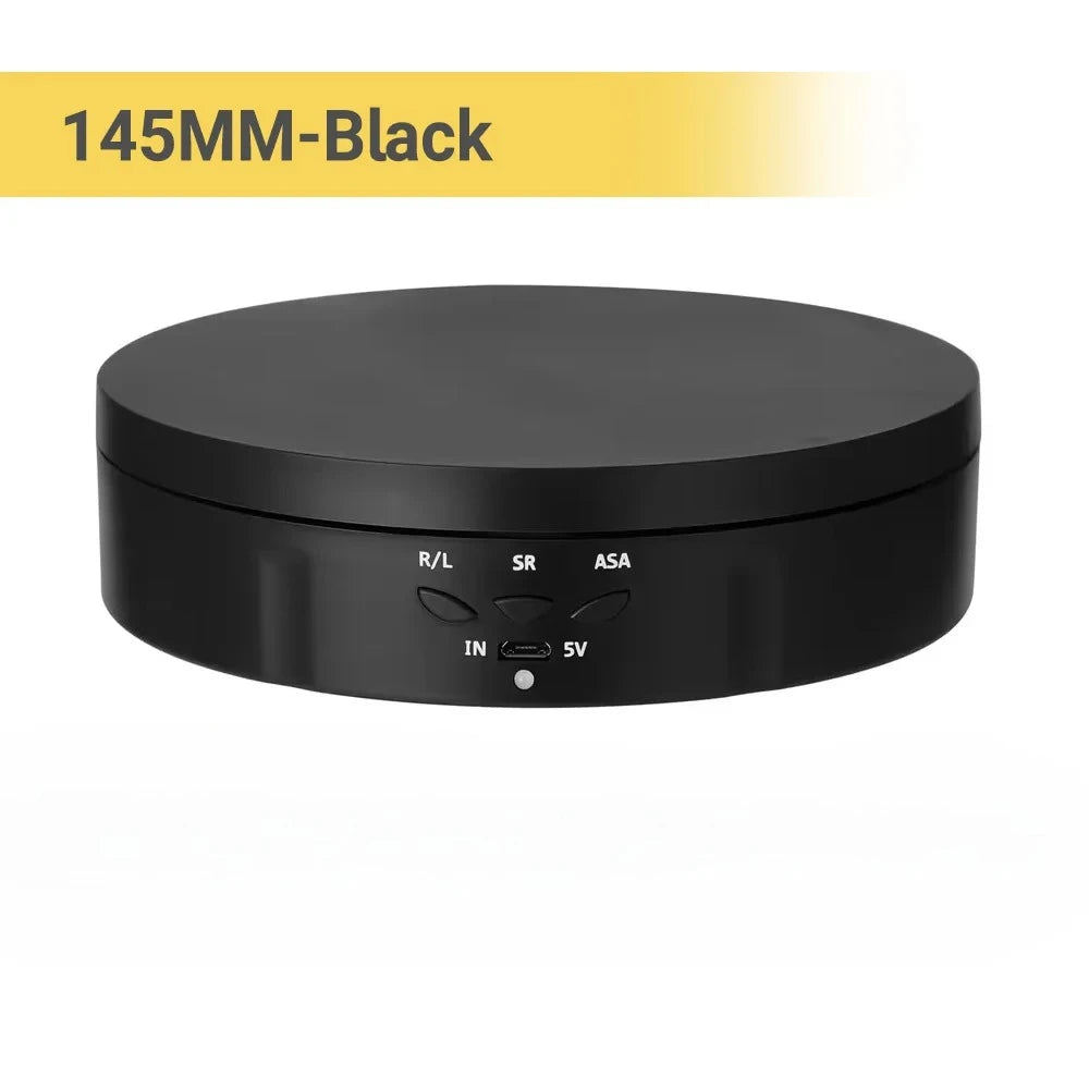 USB-Powered Rotating Turntable with 3 Speed Modes 360° Motorized Display Stand for Product Photography Jewelry&Video Shooting Peaceful Pleasures Health and Wellness 145MM Black