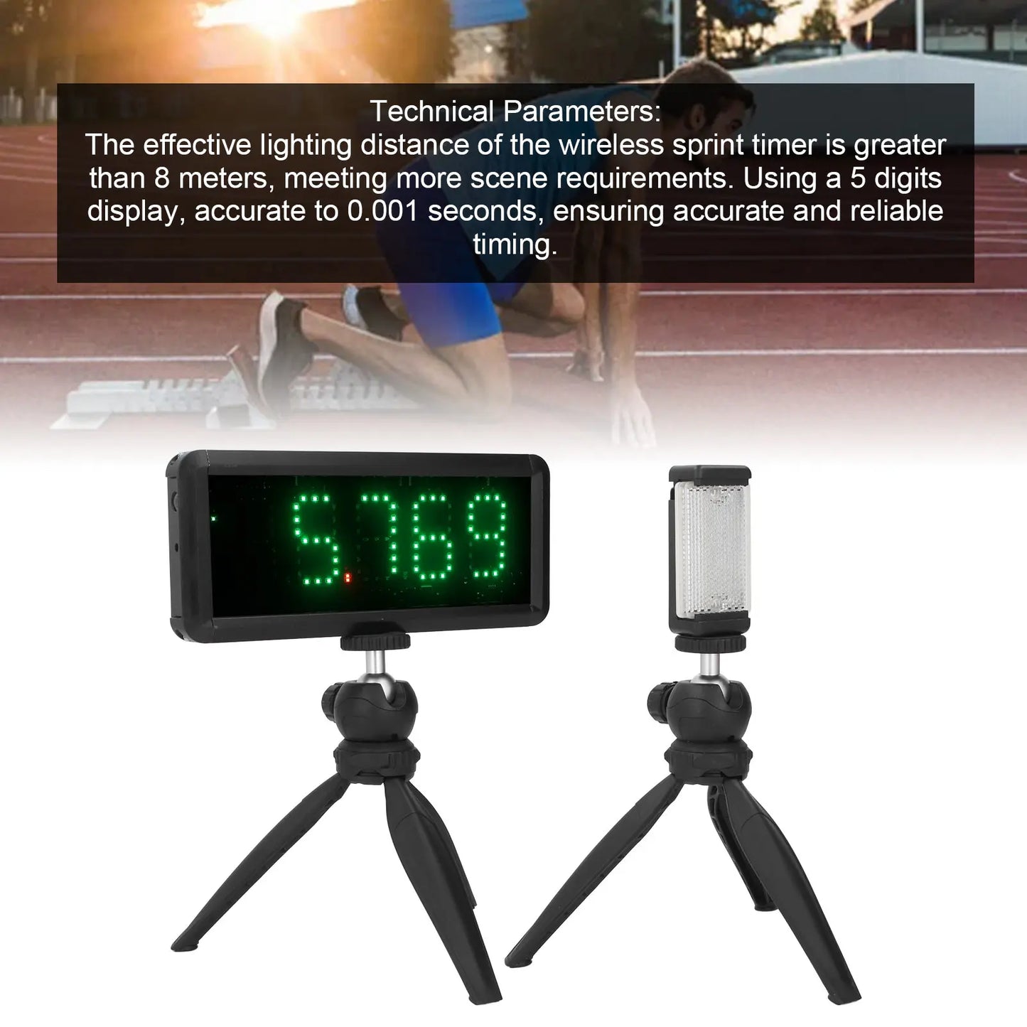Wireless Sprint Timer Battery Powered Laser Stopwatch Timing Clock