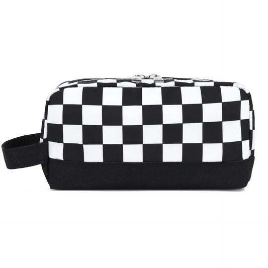 Checkerboard Large-capacity Pencil Case Students Stain-resistant Peaceful Pleasures Health and Wellness black