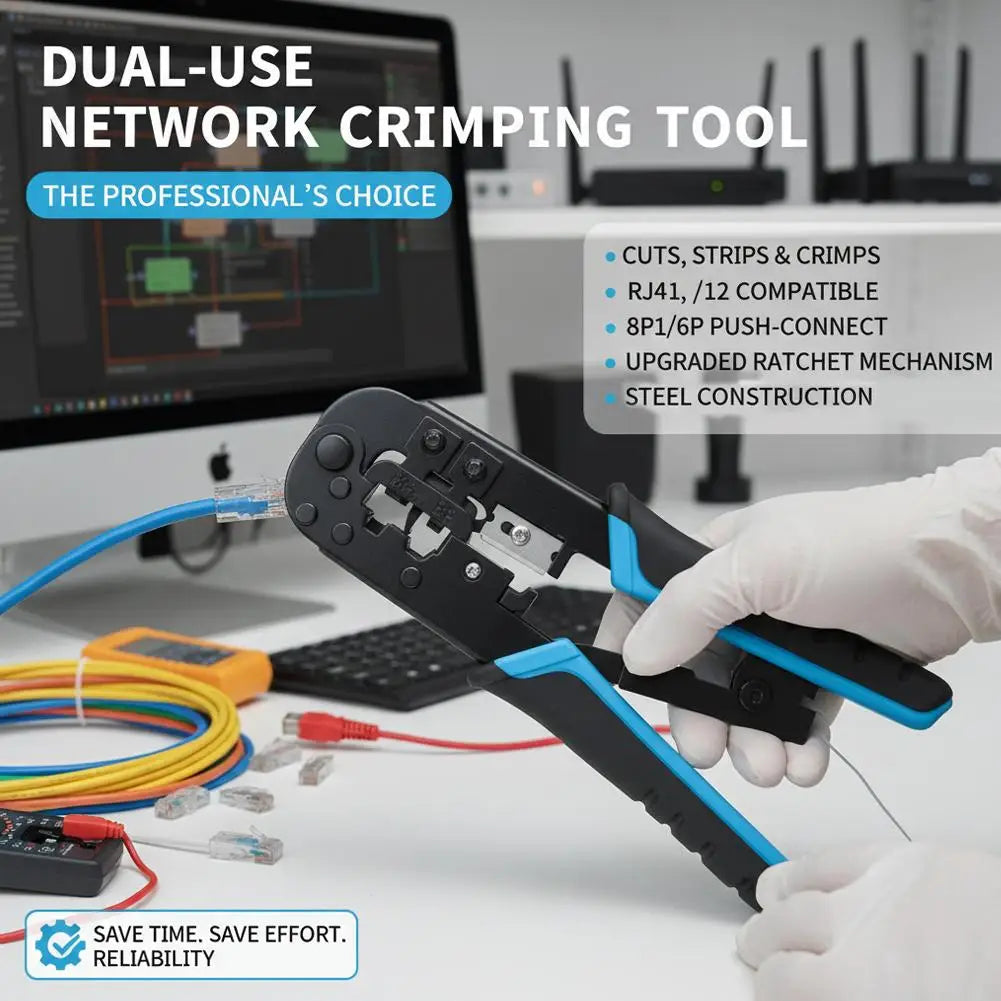 Multifunctional RJ45 Crimping Tool Wire Stripper Cutter Crimper Ethernet Network LAN Cable Cutter Stripper Plier Tool for 8P6P Peaceful Pleasures Health and Wellness