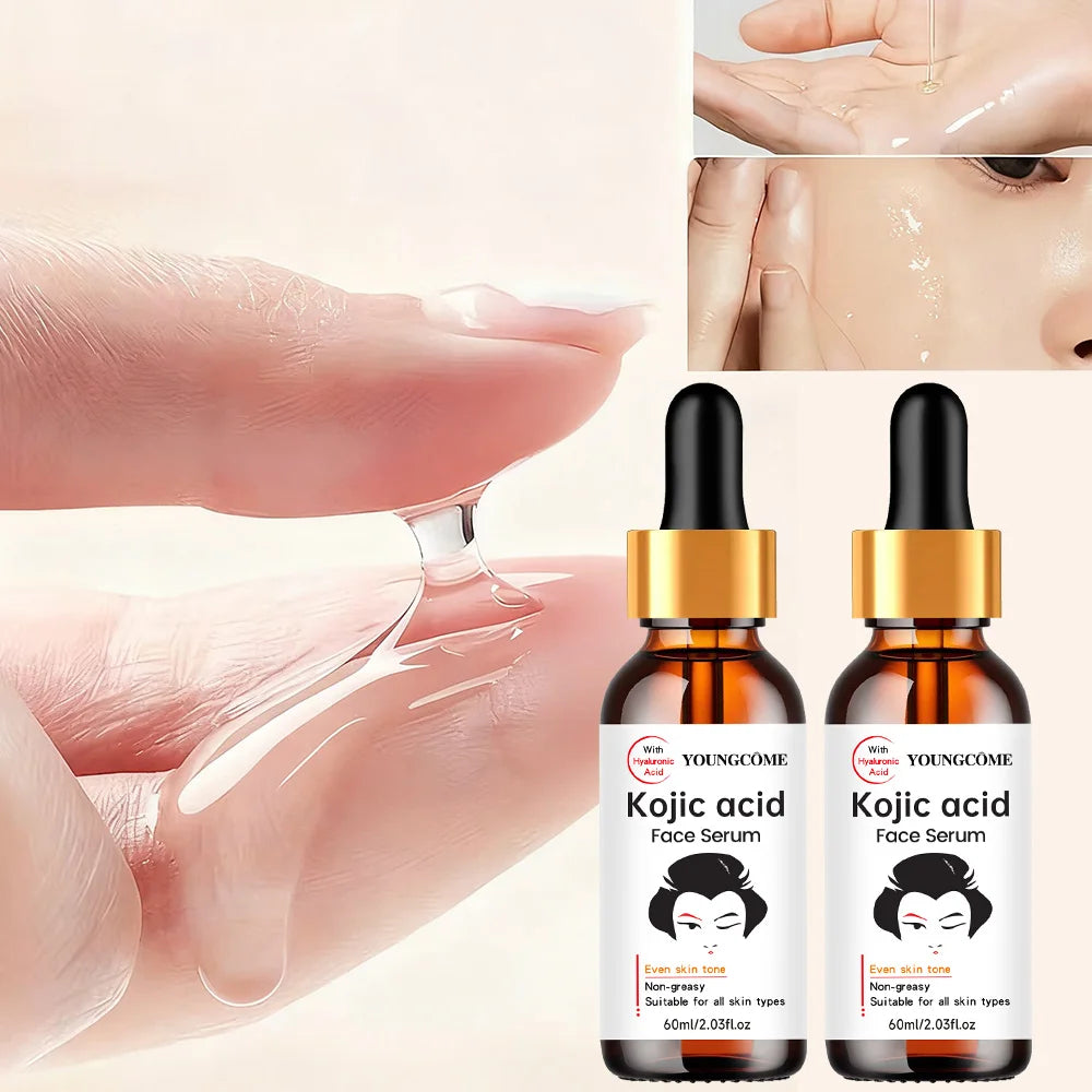 2PCS Kojic Acid Facial Serum - 60ML Even Skin Tone, Non-Greasy Hydration, Moisturizing Essence for All Skin Types Peaceful Pleasures Health and Wellness