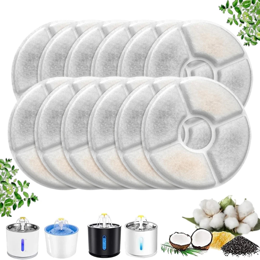 Cat Water Fountain Filters for 1.6-2.4L Cat Water Fountain Replacement Pet Filter with Acticated Carbon and Coconut Shell Cotton Peaceful Pleasures Health and Wellness