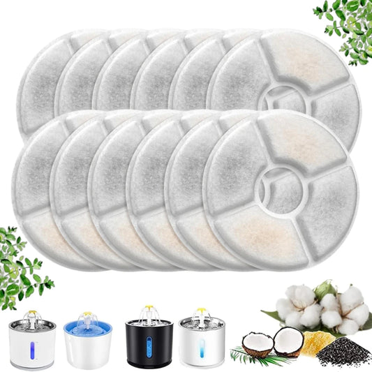 Cat Water Fountain Filters for 1.6-2.4L Cat Water Fountain Replacement Pet Filter with Acticated Carbon and Coconut Shell Cotton Peaceful Pleasures Health and Wellness