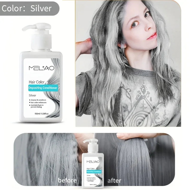 MELAO Hair Dye - Semi Permanent Hair Color Depositing Conditioner, Cruelty-free Peaceful Pleasures Health and Wellness grey