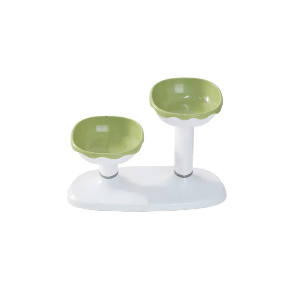 Elevated Double Pet Bowl | Adjustable Cat & Dog Feeding Station Elevated Pet Feeder Peaceful Pleasures Health and Wellness green