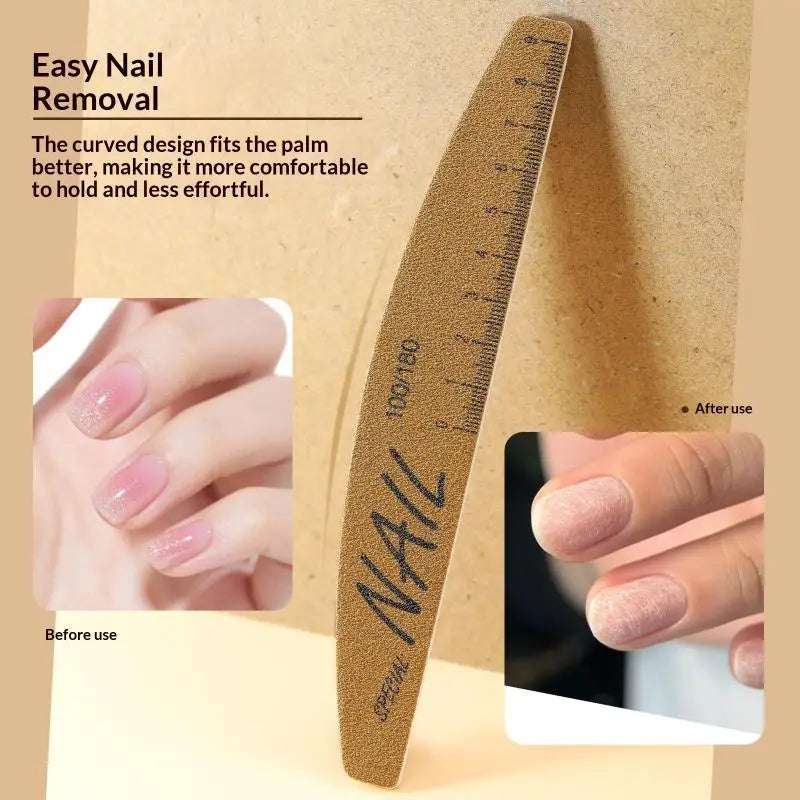 1pcs Washable Ruler Nail File Set With Scale 100/180 Grit Double-Sided Sanding Nail File Durable Nail Sanding Bar Tools Peaceful Pleasures Health and Wellness