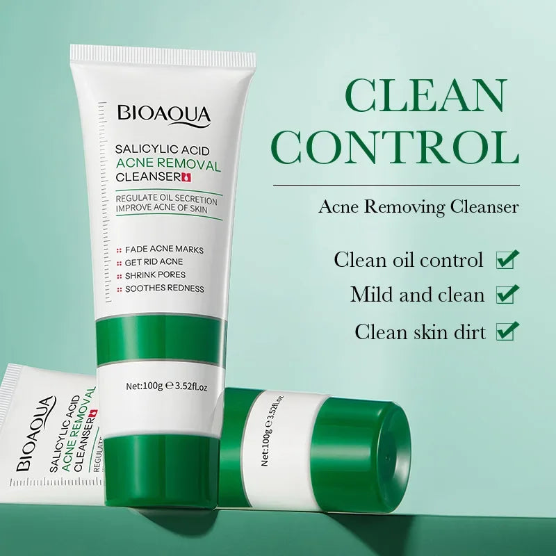 BIOAOUA Salicylic Acid Facial Cleanser Acne Treatment Moisturizing Oil Control Skincare Face Wash Foam Face Cleanser Skin Care Peaceful Pleasures Health and Wellness