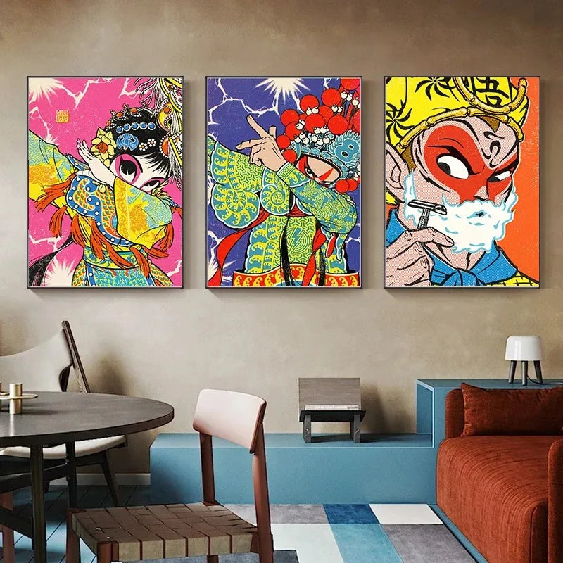 Peking Opera Female Characters Canvas Poster | Beijing Wall Art
