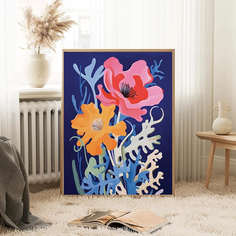 Gouache Wildflower Botanical Canvas Wall Art | Spring Floral Print