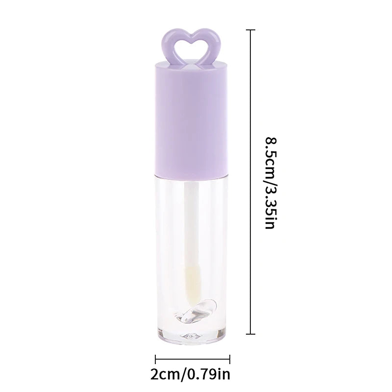 2.5ml Pink Heart-shaped Lip Enamel Tube With Keychain And Brush Rod Lip Gloss Tube Empty Bottle Lips Glaze Container Makeup Tool Peaceful Pleasures Health and Wellness