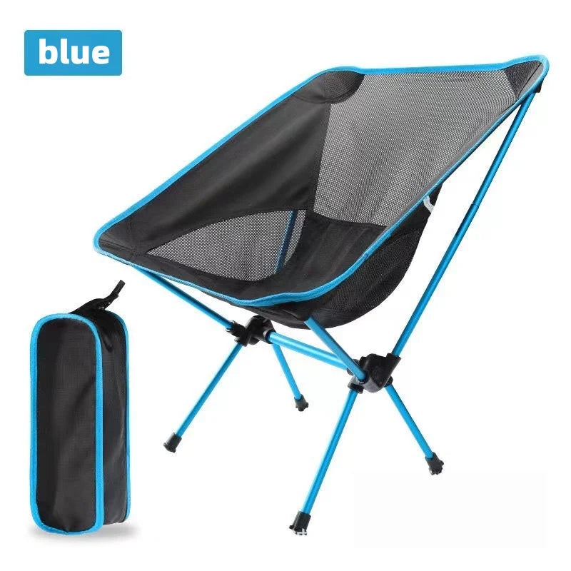 Outdoor moon chair, camping folding chair, portable leisure backrest chair, ultra-light aluminum alloy folding chair Comfortable Peaceful Pleasures Health and Wellness blue A1