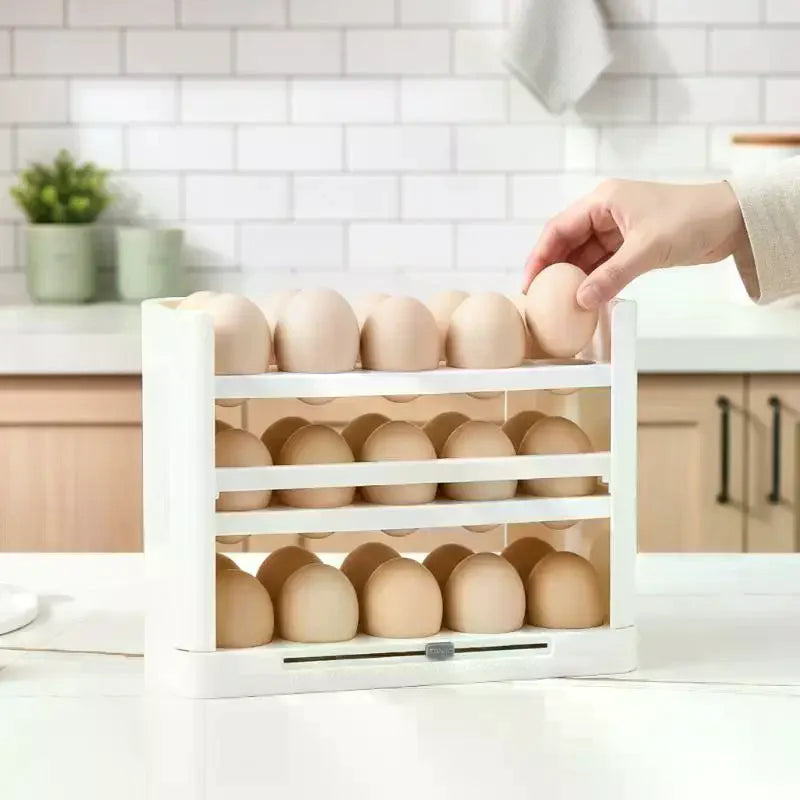 3-Layer Flip Egg Storage Box – Large Capacity Fridge Tray