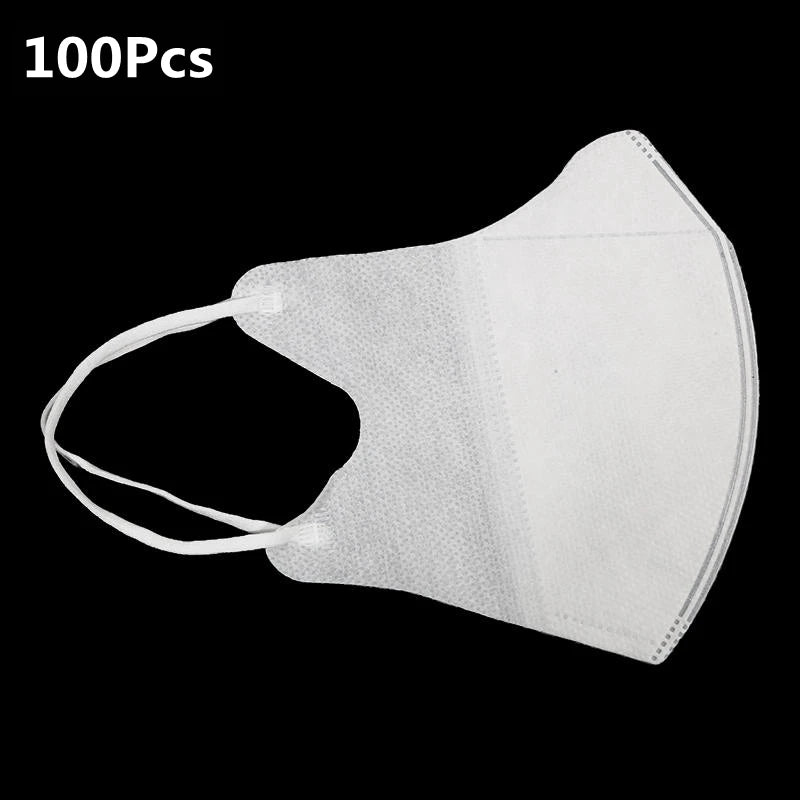 10/100Pcs Outdoor Disposable 3D Stereoscopic Face Masks Men and Women Unisex Solid Color Breathable Anti Dust Mask Peaceful Pleasures Health and Wellness White 100pcs