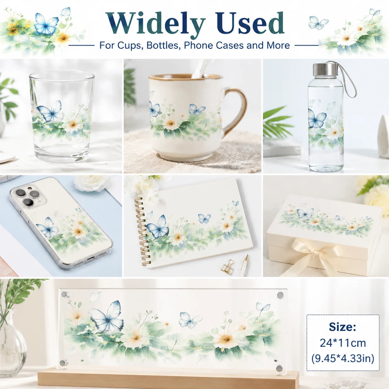 Butterfly Flower UV DTF Transfer Sticker – Waterproof Floral Decal
