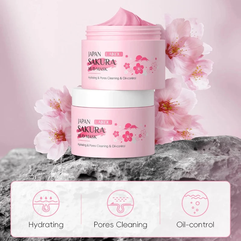 LAIKOU Sakura Mud Mask 25g Deep Cleansing Blackheads Brightening Oil Control Face Mask Peaceful Pleasures Health and Wellness