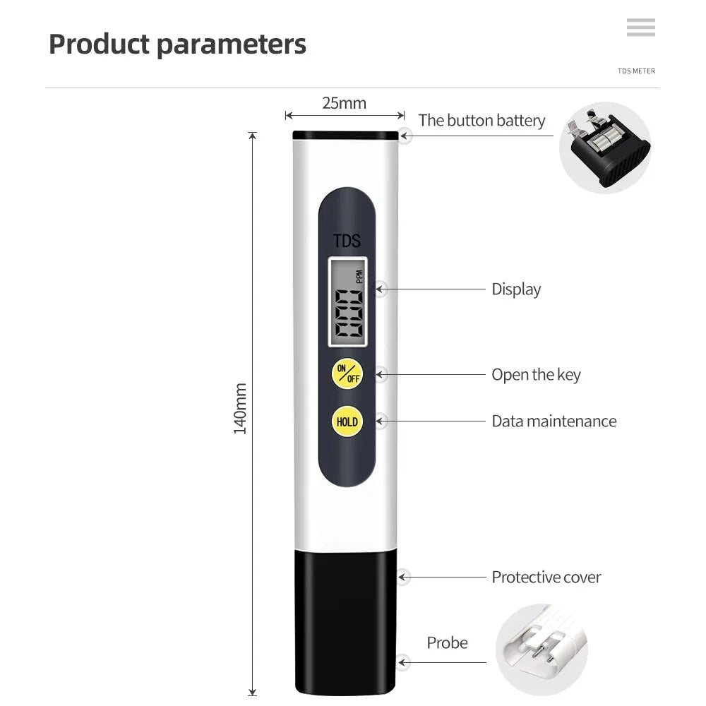 Digital PH TDS EC Meter Water Quality Tester 0-14PH 0-9990PPM LCD Monitor for Aquarium Drinking Water Pool Purity Testing Peaceful Pleasures Health and Wellness