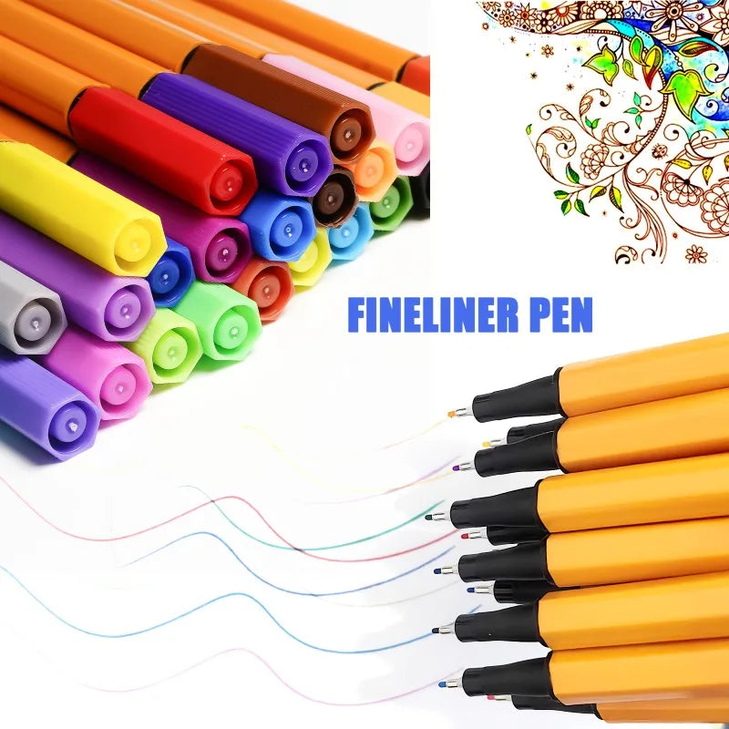 Colorful Fine Liner Pen Set – 12/24 Waterproof Color Markers