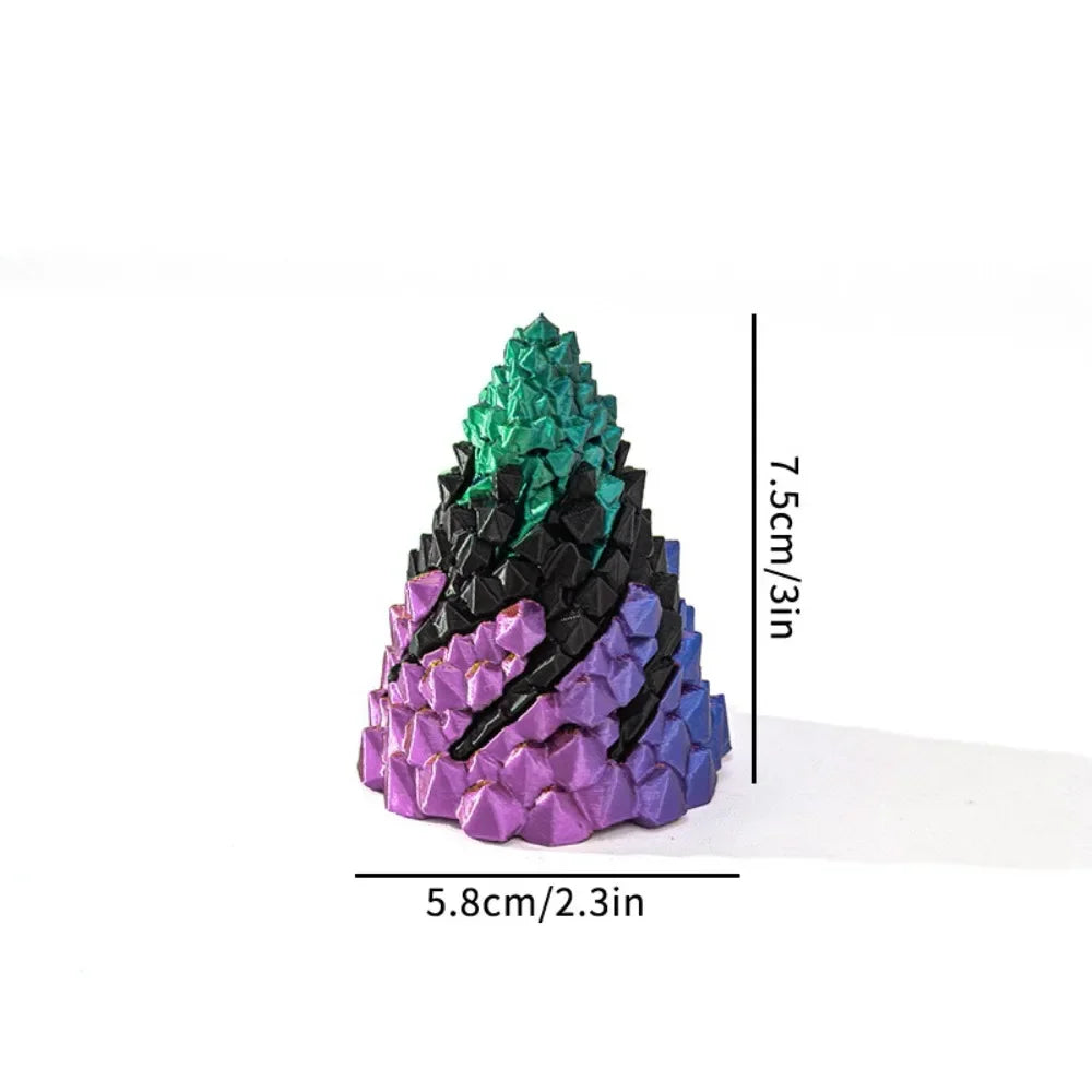 3D Printed Crystal Spiral Cone Figurine | Desk Decor & Fidget Toy