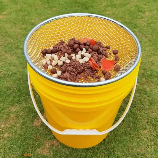 13.78" Stainless Steel Round Soil Sifter | Dual Mesh Garden Sieve Garden Soil Sifter Peaceful Pleasures Health and Wellness