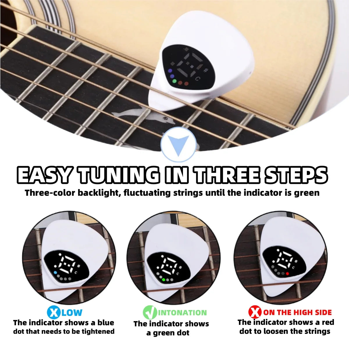 Guitar LED Screen Display Tuner Ukulele Two-in-one Pick Tuner Twelve-tone Equal Temperament Multi-functional Tuner Accessories Peaceful Pleasures Health and Wellness