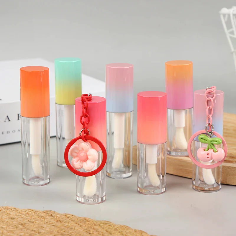 Lip Glaze Bottle With Keychain Gradient Empty Lipstick Gloss Tube Refillable Liquid Container Bottle Lipgloss Sample Bottle Peaceful Pleasures Health and Wellness