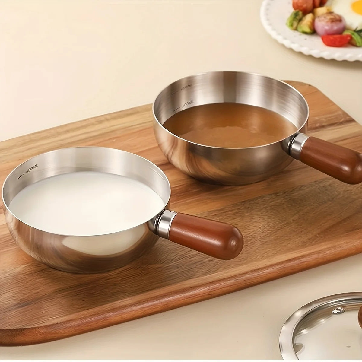 Stainless Steel Mini Milk Pot | Wooden Handle Induction Saucepan