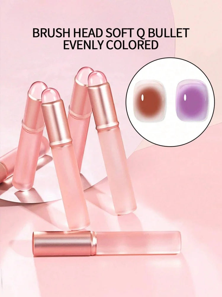 Jelly Pink Nail Art Silicone Brush Reusable Mirror Powder Pigment Applying Manicure Tool Soft Q-elastic Smudge Nail Brush Stick Peaceful Pleasures Health and Wellness