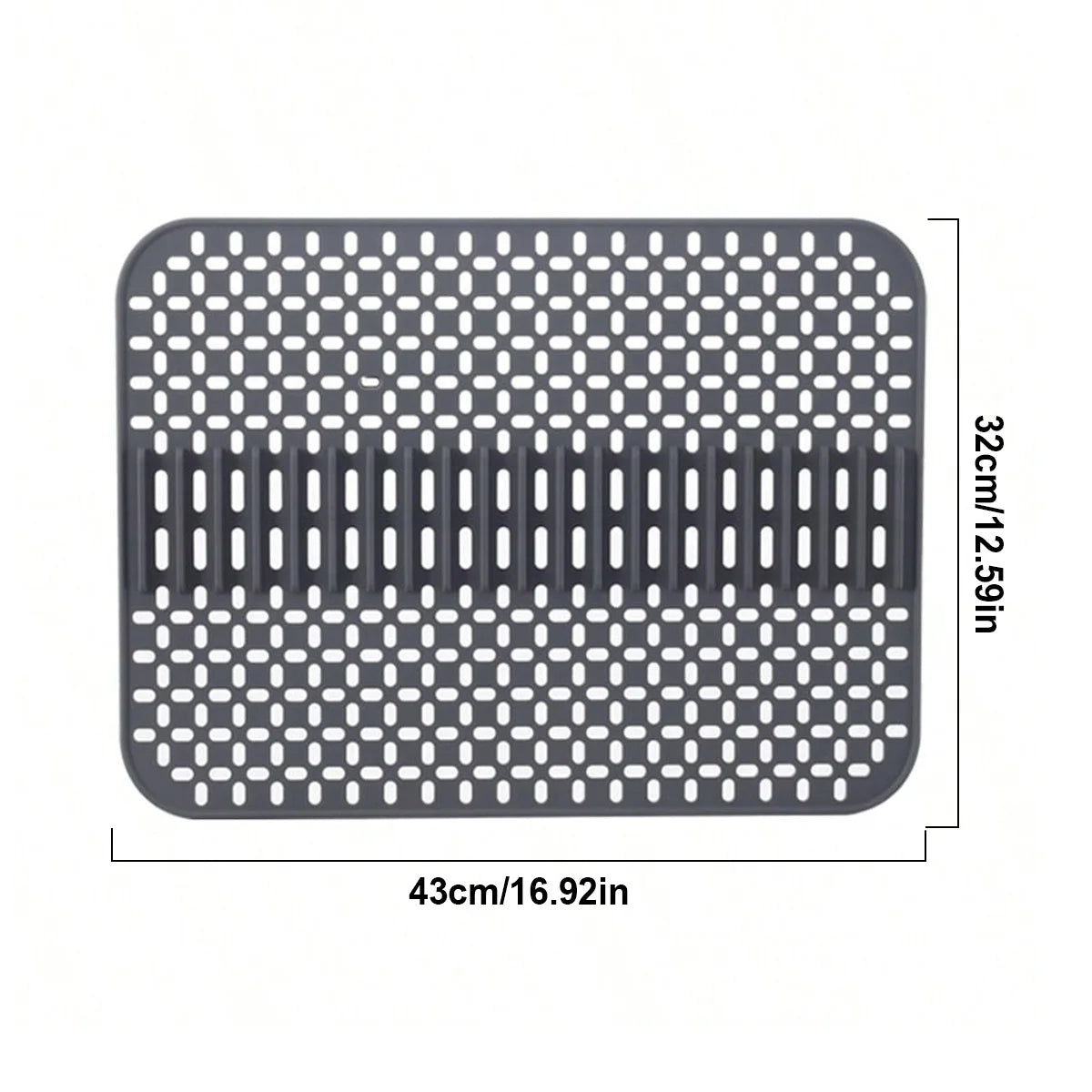 Silicone Sink Mat Protectors for Kitchen 16.9''x 12.5'', Rubber Non-Slip Folding Sink-Protector of Porcelain Sinks Peaceful Pleasures Health and Wellness DARK GRAY 32x43 cm