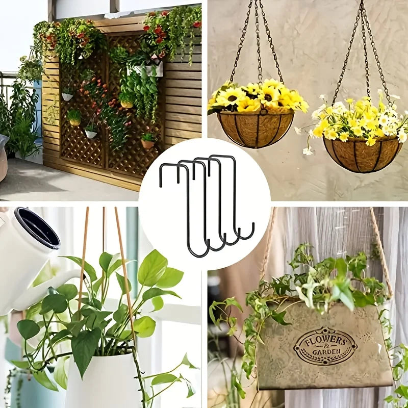 2-Pack Brown Steel Fence Hooks for Plants & Bird Feeders Fence Hook Hangers Peaceful Pleasures Health and Wellness