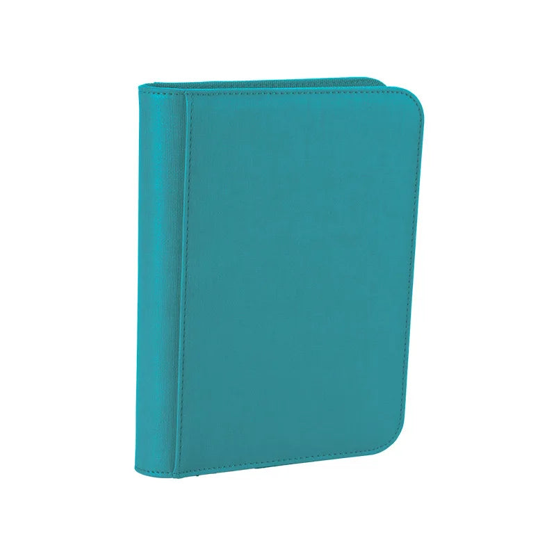 PU Leather 160 Pockets Cards Side Loading Binder TCG Game Zipper Card Album With 4 Sealed Fixed Pockets Pages For MG/PKM/FOW/YGO Peaceful Pleasures Health and Wellness Blue