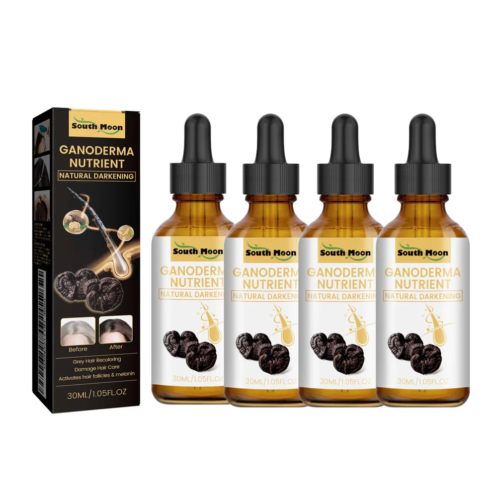 1/2/4pcs Black Ganoderma Lucidum Hair Liquid Repairing From White To Black Strengthen Hair Root Nourish Hair Oil Hair Care Serum Peaceful Pleasures Health and Wellness 4pcs