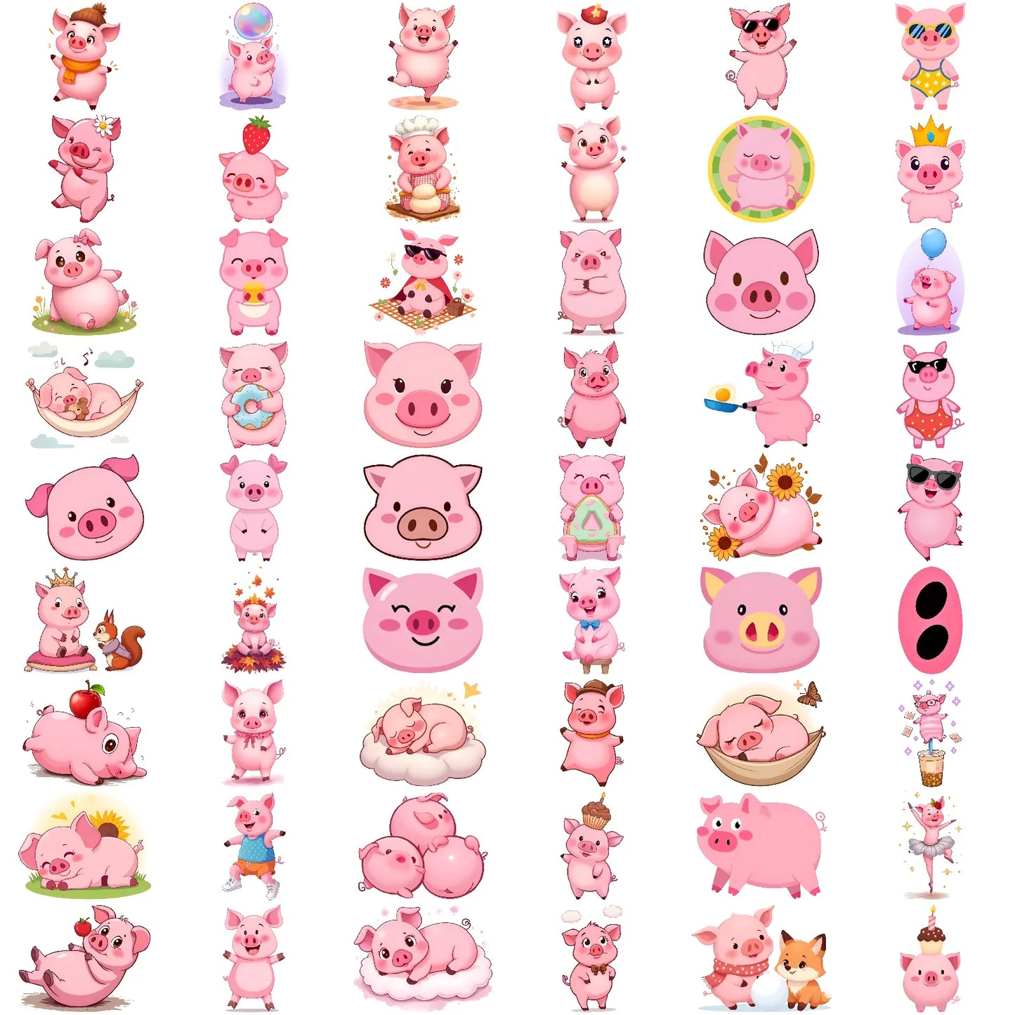 54pcs Cute Pig Temporary Tattoo Stickers – Waterproof 3D
