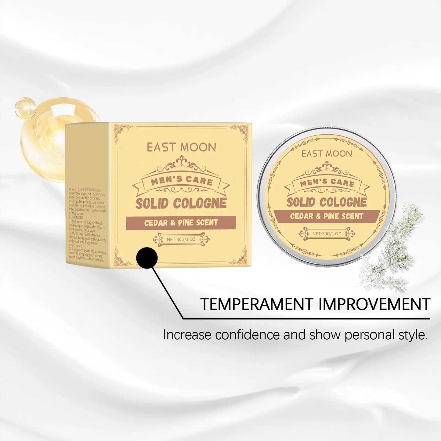 Cedarwood Solid Perfume For Men Portable Long Lasting Fragrance Balm Seed Oil Woody Scent Daily Grooming Gift For Him Peaceful Pleasures Health and Wellness
