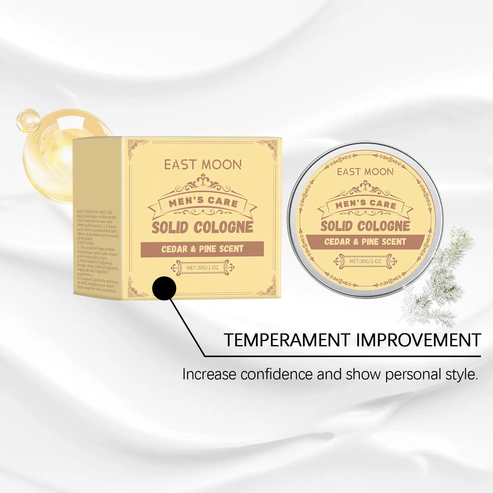 Cedarwood Solid Perfume For Men Portable Long Lasting Fragrance Balm Seed Oil Woody Scent Daily Grooming Gift For Him Peaceful Pleasures Health and Wellness