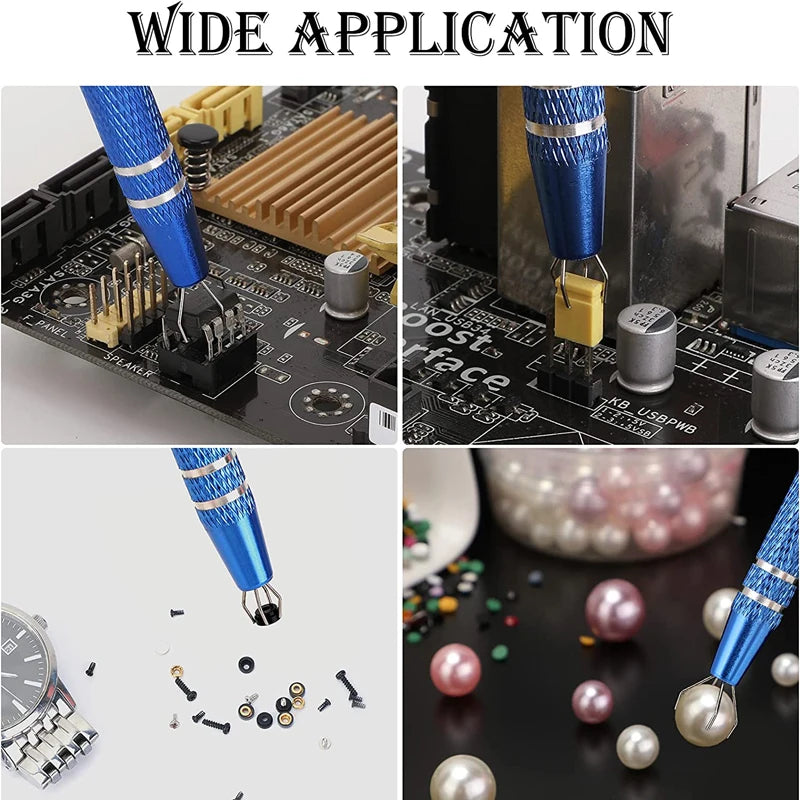IC Chip Extractor Electronic Component Parts Suction Pen With Bend Tweezers Catcher Pick Up Tool Metal Grabber Repair Hand Tools Peaceful Pleasures Health and Wellness