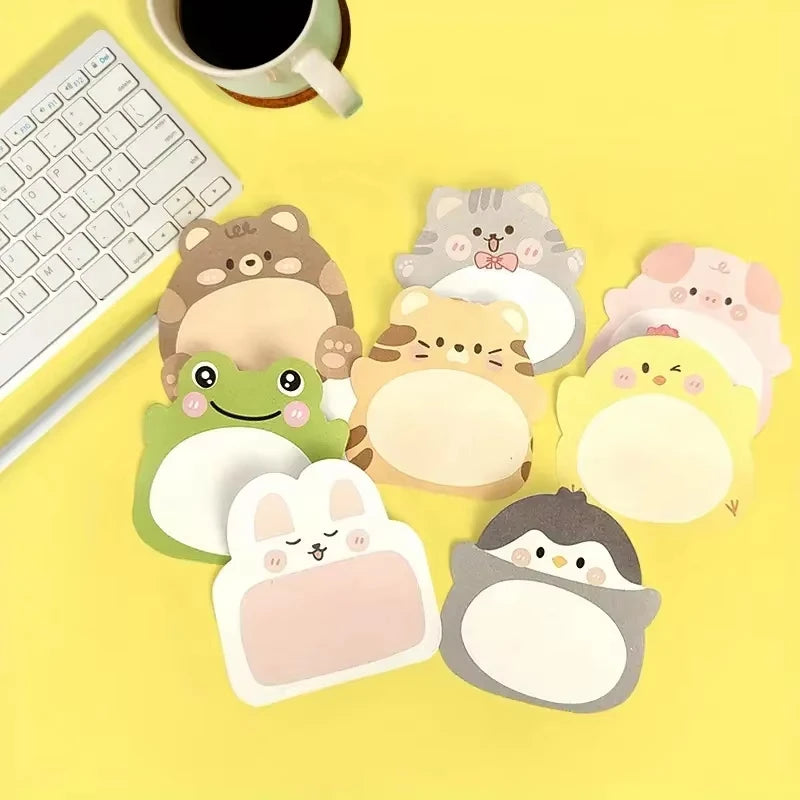 New 8 Packs Cartoon Small Animal Special-shaped Sticky Notes Office Simple Shape Creative Sticky Notes Cute Colorful Note Paper Peaceful Pleasures Health and Wellness