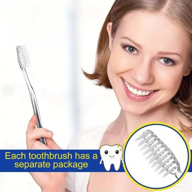100/200Pcs Individually Packaged Disposable Travel Toothbrushes, Soft Bristles Suitable for Adults and Camping, Hotel Guest Toiletries (Silver) Peaceful Pleasures Health and Wellness