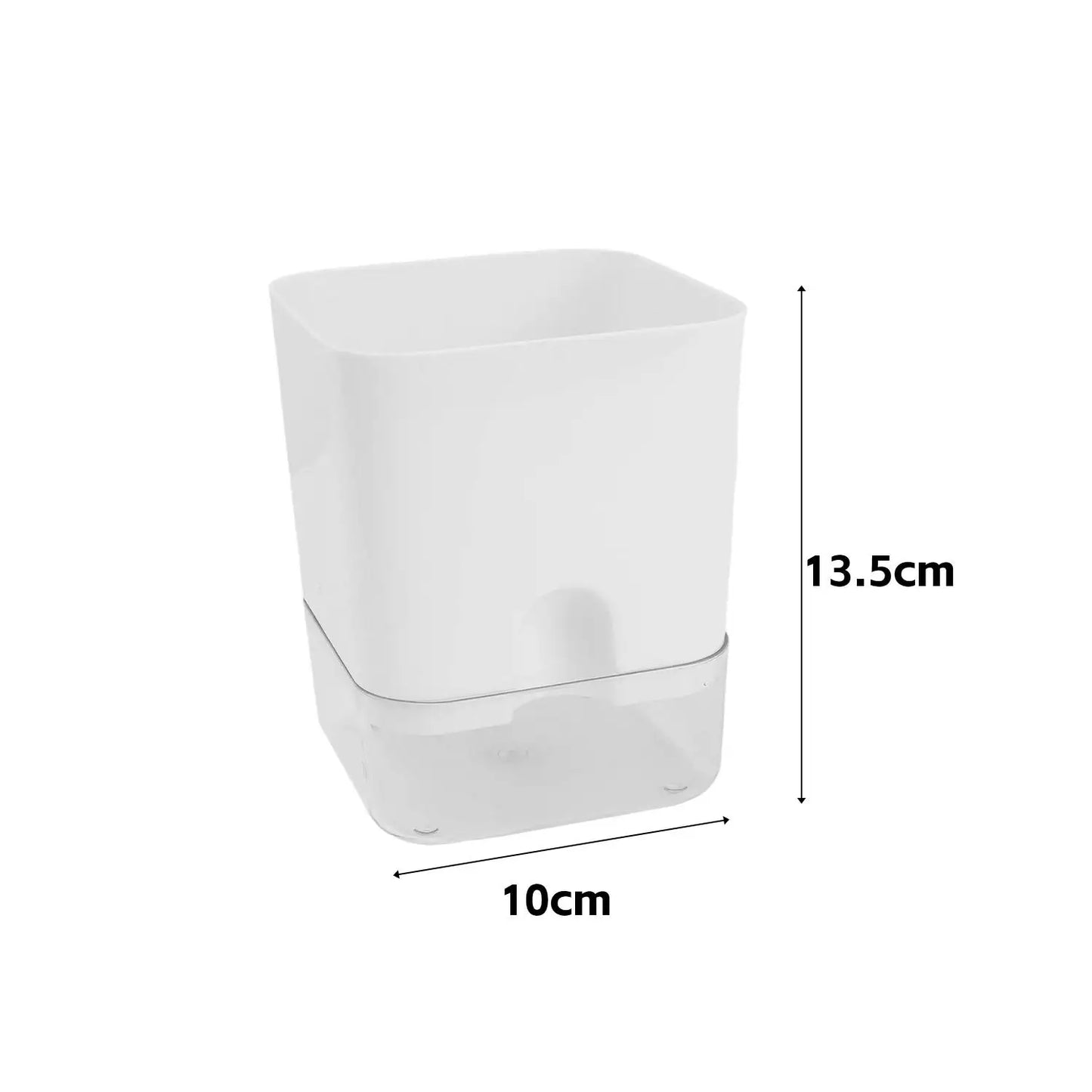 White Square Self-Watering Plant Pot | Double Layer Flowerpot