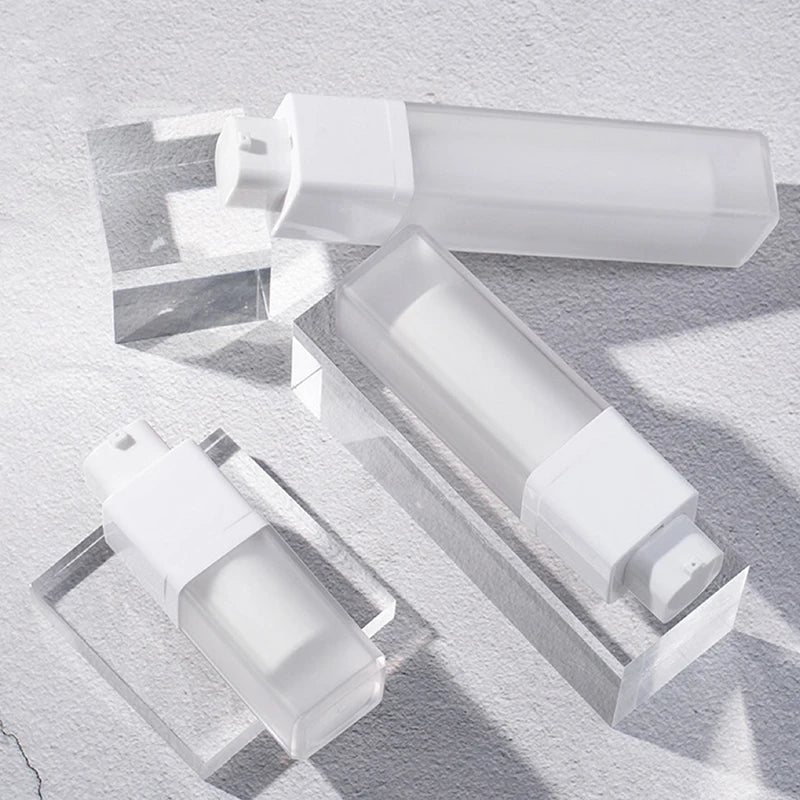 15/30/50ml Square Vacuum Bottle Press Lotion Empty Dispensers Liquid Foundation Makeup Portable Lady Essence Cosmetic Container Peaceful Pleasures Health and Wellness