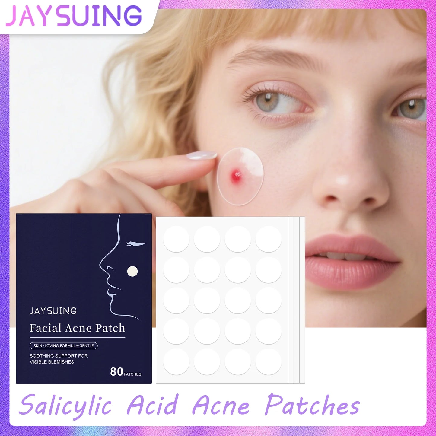 80Pcs Facial Acne Patches Salicylic Acid Invisible Spot Treatment for Pimples Gentle Care for Sensitive Skin Day Night Use Peaceful Pleasures Health and Wellness