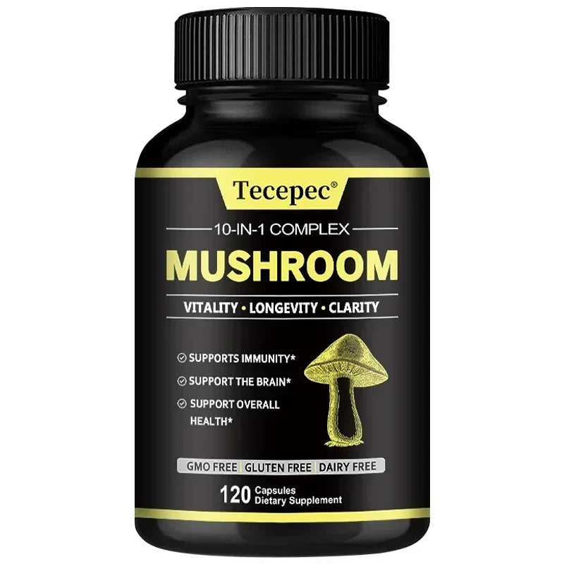 Mushroom Complex with Lion's Mane and Reishi, Brain Supplement That Helps Boost Memory and Focus, Fights Stress & Daily Wellness Peaceful Pleasures Health and Wellness 120 count -1 bottle