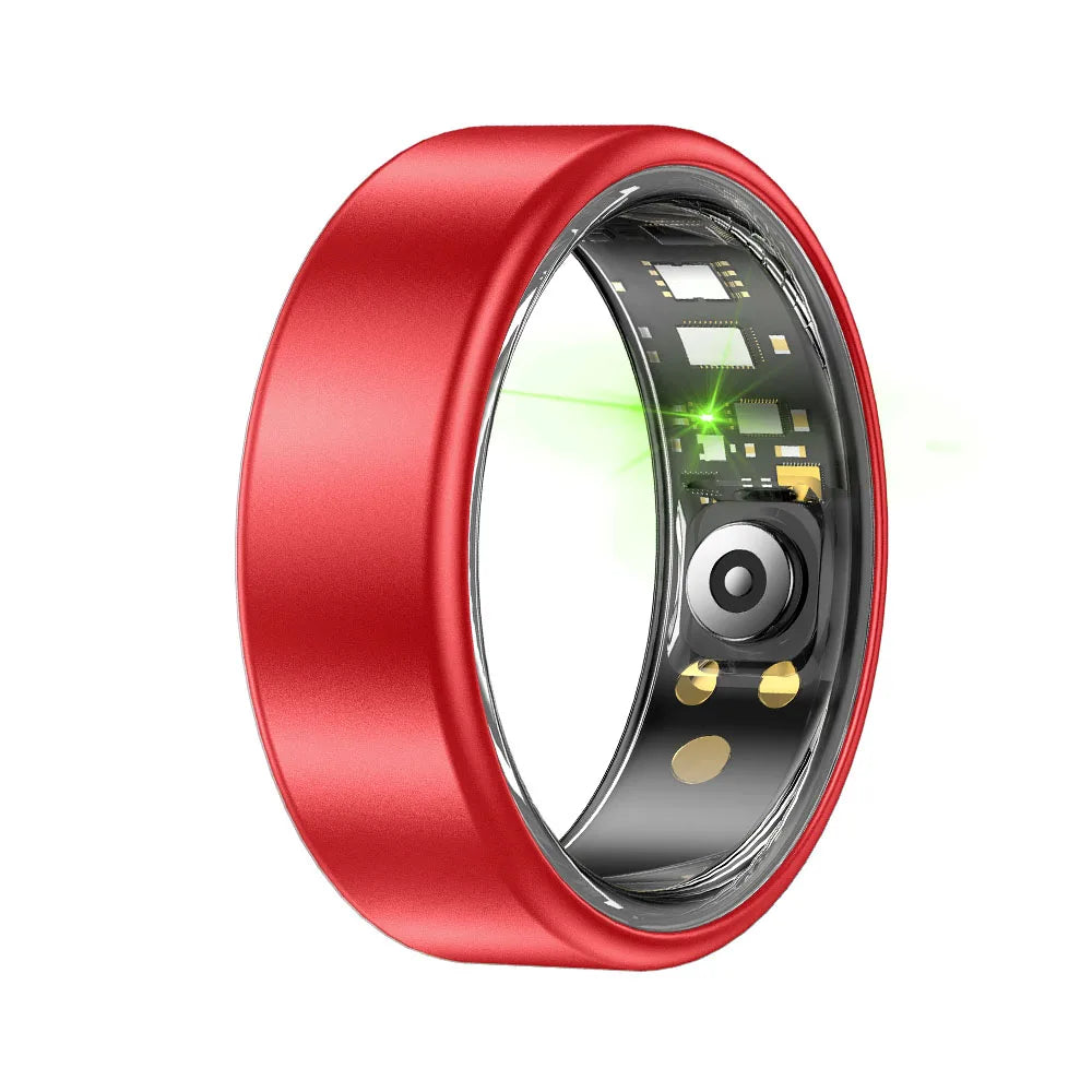 R09 Smart Ring Men Women with Charging Case,Heart Rate Blood Oxygen Monitor, IP68 & 5ATM Waterproof For Android iOS Holiday Gift Peaceful Pleasures Health and Wellness Red 10