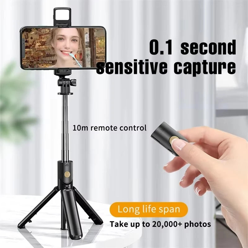 Selfie Stick Wireless Tripod Stand With Light Bluetooth Remote Extendable Tripod For iPhone Mobile Phone Tiktok Live Streaming Peaceful Pleasures Health and Wellness
