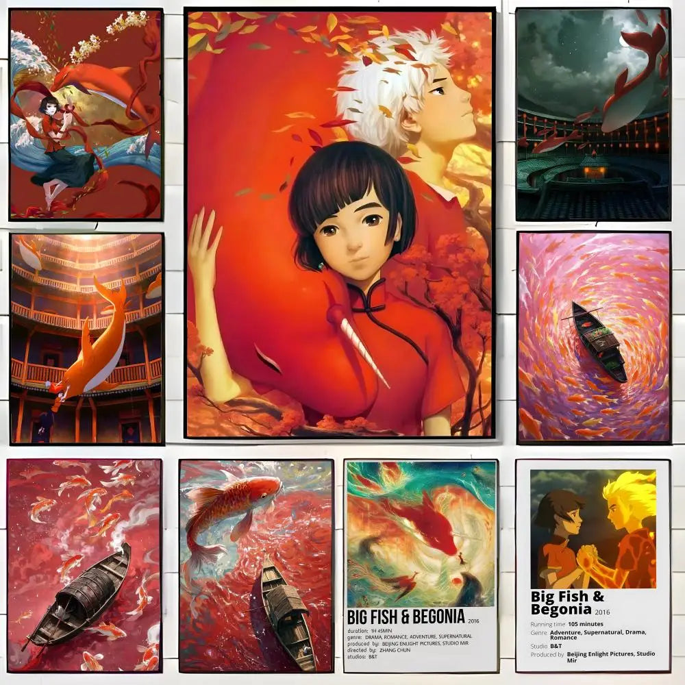 Fantasy Romantic Movie Anime B-Big Fish & Begonia Poster Wall Art Print Poster Decorative Mural Home Decor Gift Unframed Peaceful Pleasures Health and Wellness