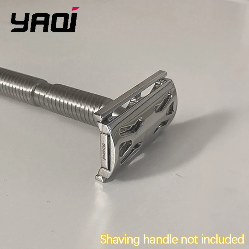 2026 YAQI Hollowed Sentinel Ssp Safety Razor Head for Men 316 Stainless Steel Polished 0.90mm Blade Gap Peaceful Pleasures Health and Wellness