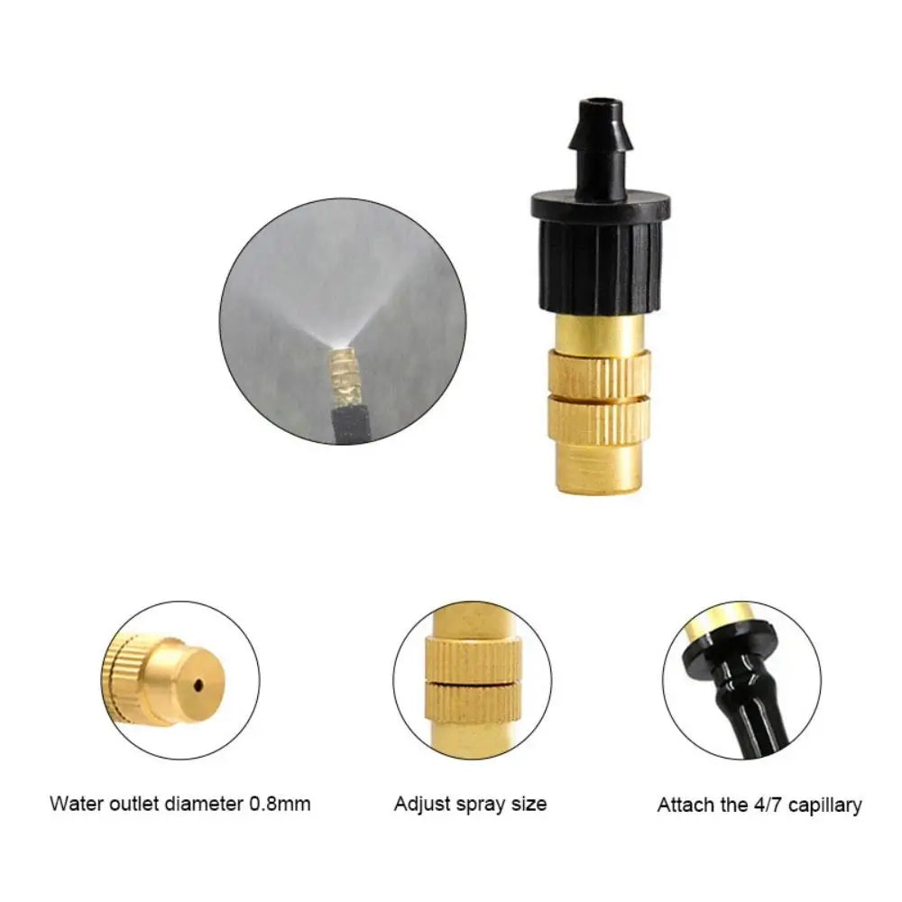 Adjustable Copper Misting Nozzle | Micro Spray Garden Sprinkler